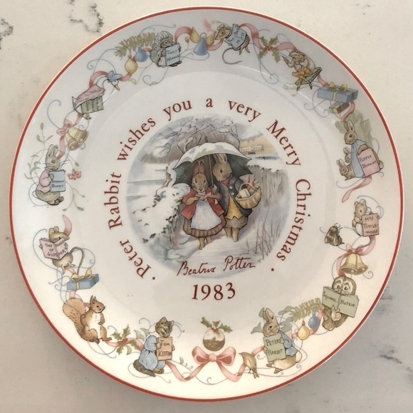 Wedgwood Beatrix Potter Christmas Plate 1983 Peter Rabbit In Box~England - Picture 4 of 5